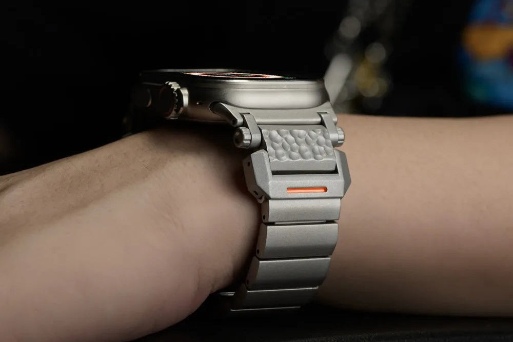 TitanEdge Titanium Band for Apple Watch Ultra 3-2 and Series 11-1 on a wrist showcasing strength and style.