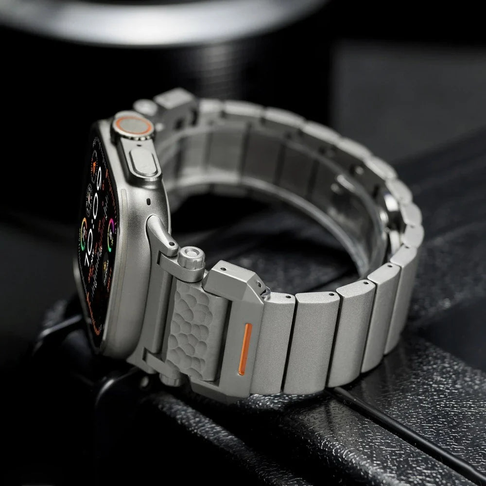 TitanEdge Titanium Band for Apple Watch Ultra 3-2 and Series 11-1 in premium design on watch